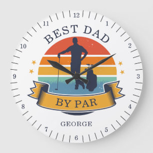 Personalized Name Golf Dad By Par Birthday Retro Große Wanduhr