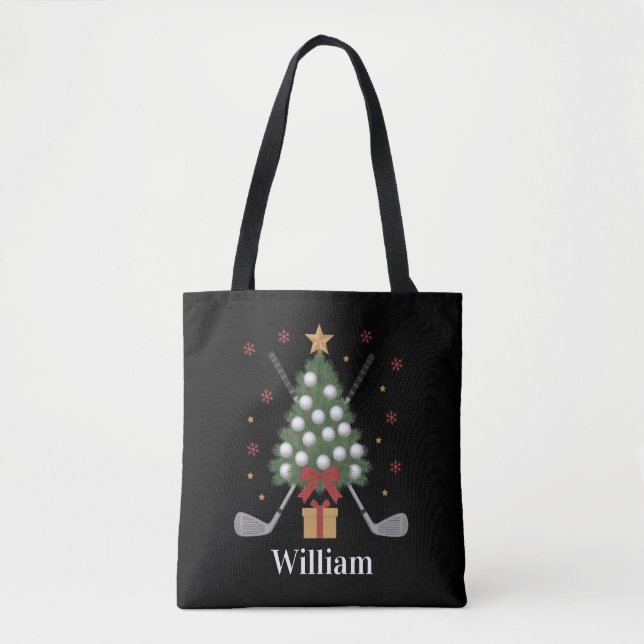 Personalized Name Golf Tree Equipment Christmas  Tasche (Vorderseite)