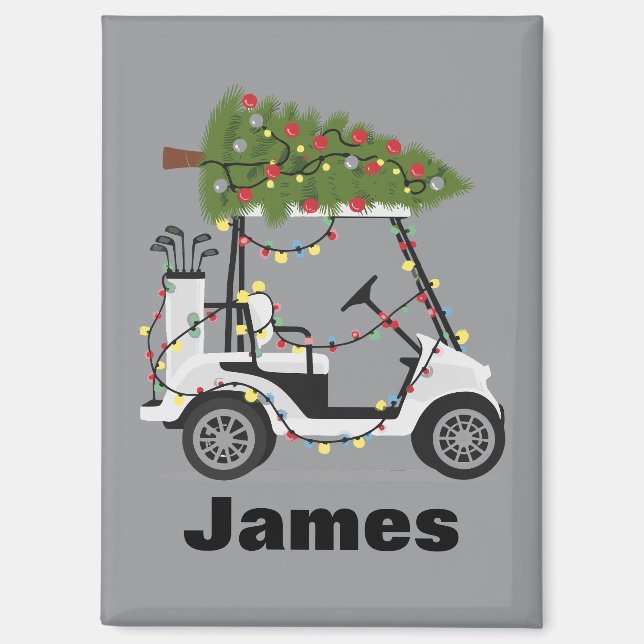 Personalized Name Golfer Christmas Golf Cart Xmas  Magnet (Vorderseite)