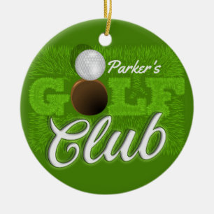 Personalized NAME Golfer Green Golf Course Club Keramik Ornament