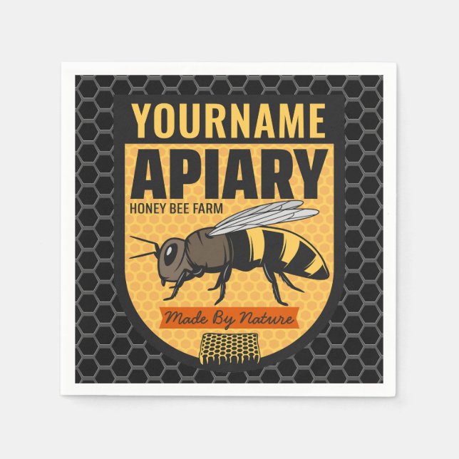 Personalized NAME Honey Bee Apiary Beehives Farm  Serviette (Vorderseite)