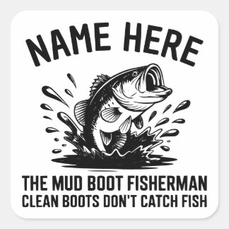 Personalized Name Largemouth Bass Fisherman Quadratischer Aufkleber