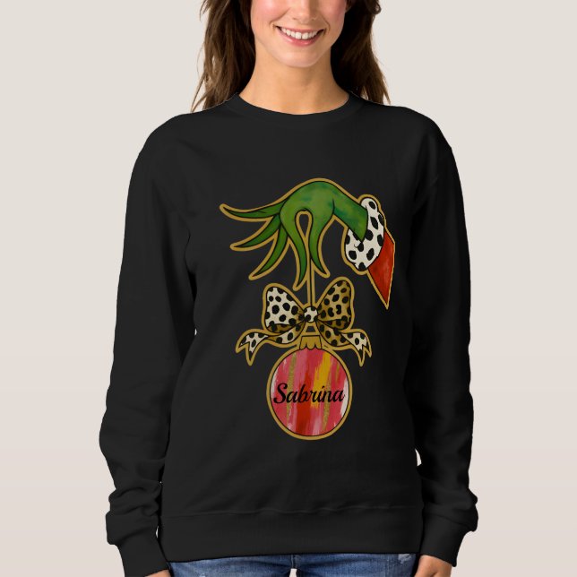 personalized Name Leopard Bow Parrot Ornament Sweatshirt (Vorderseite)