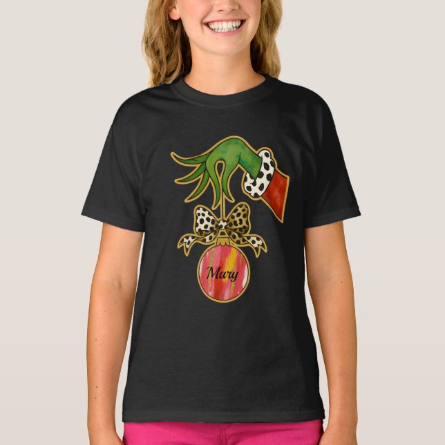 personalized Name Leopard Bow Parrot Ornament T-Shirt (Vorderseite)