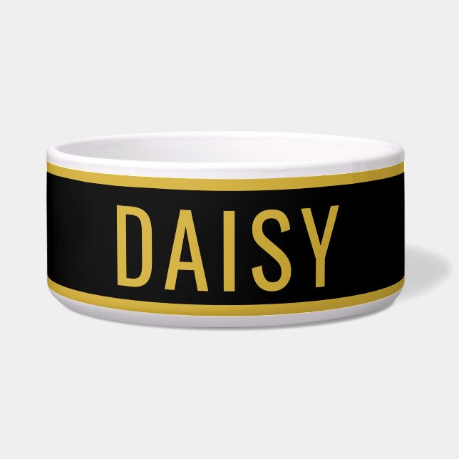 Personalized Name Metallic Gold Black Minimalist Napf (Vorderseite)