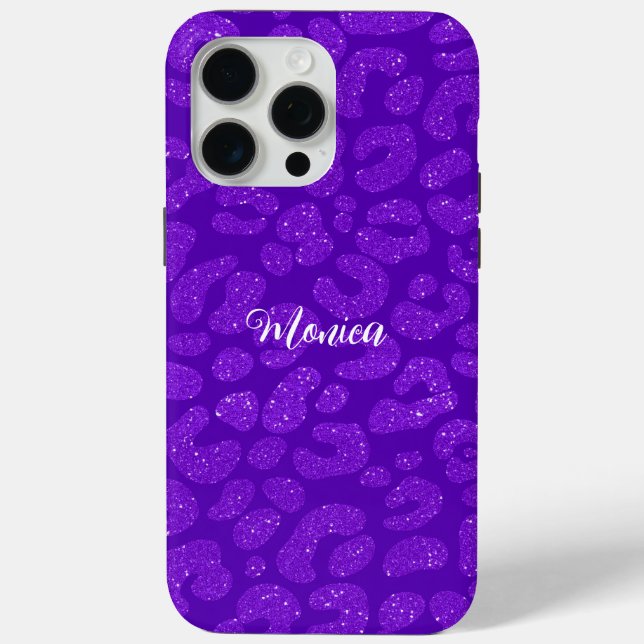 Personalized Name Modern Stylish  Purple Glitter  Case-Mate iPhone Hülle (Rückseite)