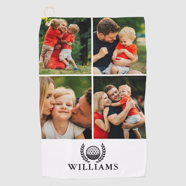 Personalized Name Monogram 4 Photo Golfhandtuch (Vorderseite)