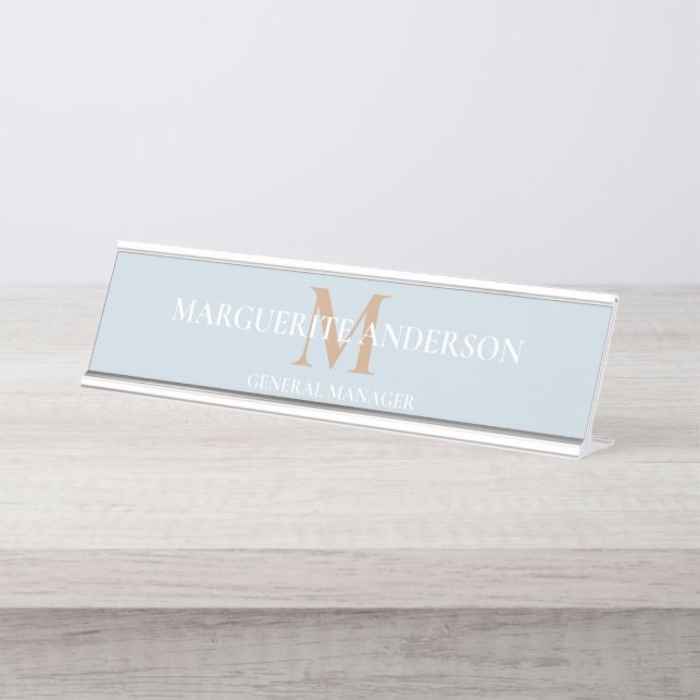 Personalized Name Monogram Schreibtischnamensplakette (Vorderseite )