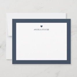 Personalized Name Navy Blue Heart Note Card Mitteilungskarte