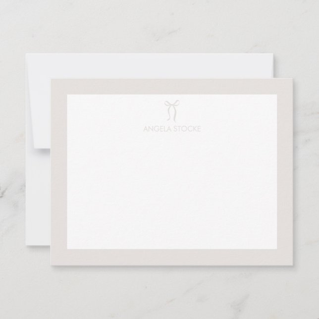 Personalized Name Neutral Bow Mitteilungskarte (Vorderseite)