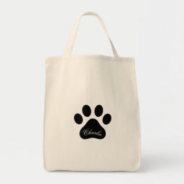 Personalized Name Paw Print Reusable Grocery Tragetasche