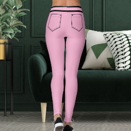 Personalized Name Pink And Black Stripes Fun Gift Leggings