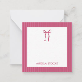 Personalized Name Pink Bow Mitteilungskarte