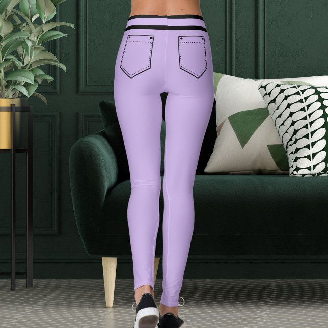 Personalized Name Purple Black Stripes Fun Gift Leggings (Von Creator hochgeladen)