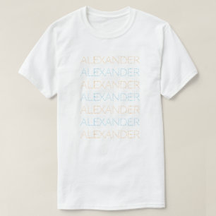 Personalized Name Repeated Chic Orange and Blue T-Shirt