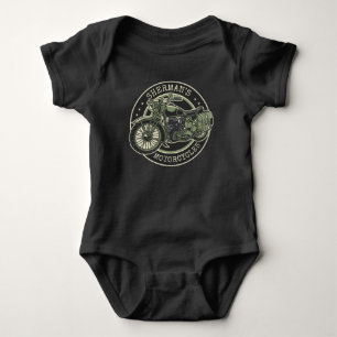 Personalized NAME Retro Military Motorcycle Biker Baby Strampler
