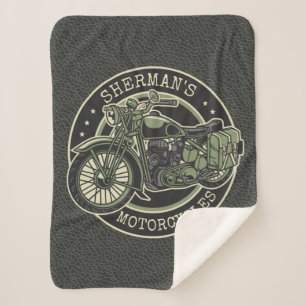 Personalized NAME Retro Military Motorcycle Biker Sherpadecke