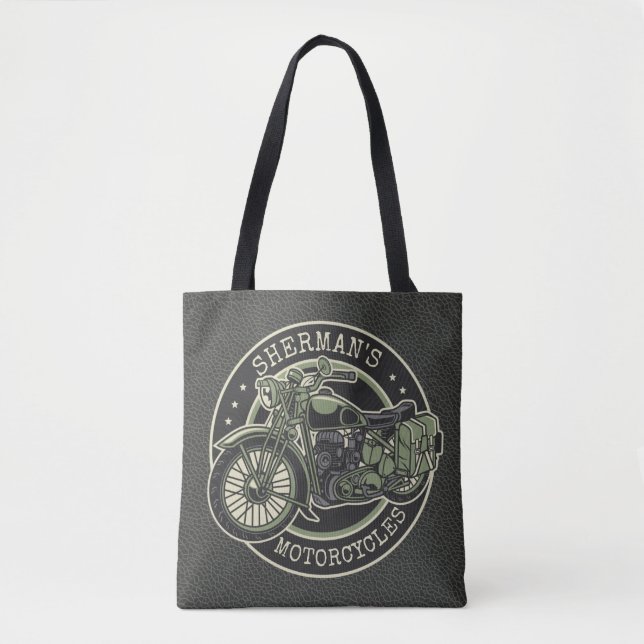 Personalized NAME Retro Military Motorcycle Biker Tasche (Vorderseite)