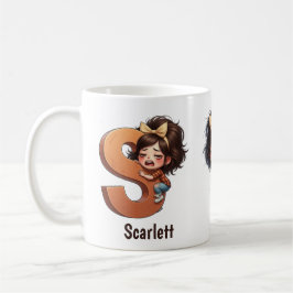 Personalized Name & S Sleepy Morning Plaid Charact Kaffeetasse