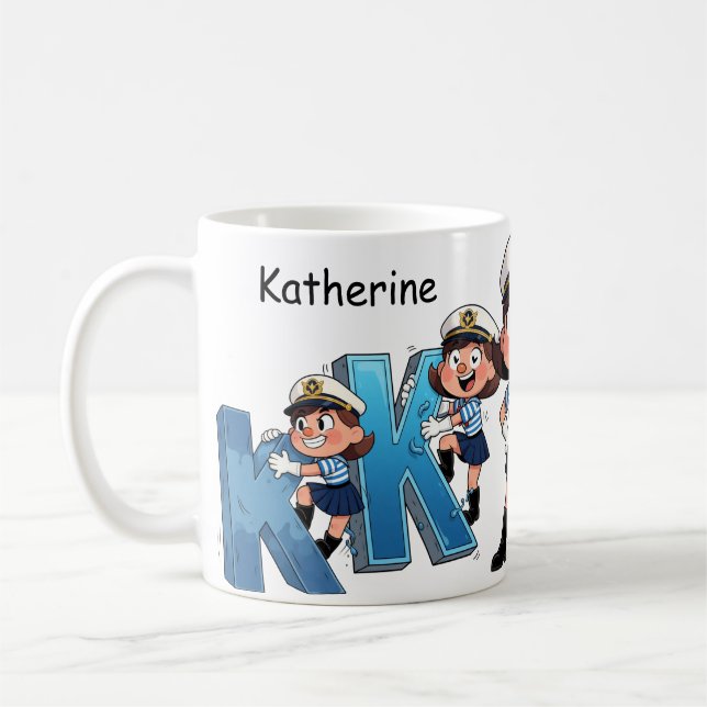 Personalized  Name Sailor Cartoon Character * K * Kaffeetasse (Links)
