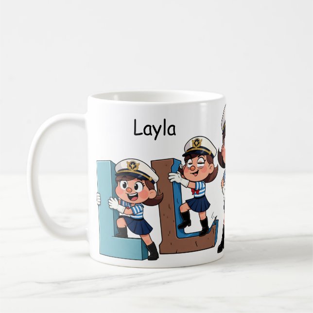 Personalized  Name Sailor Cartoon Character * L * Kaffeetasse (Links)