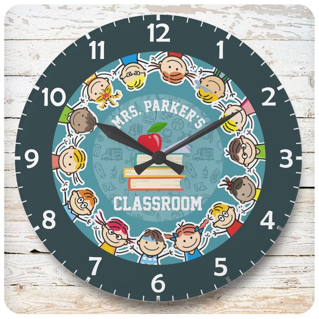 Personalized NAME School Kids Teacher Classiroom Große Wanduhr (Von Creator hochgeladen)