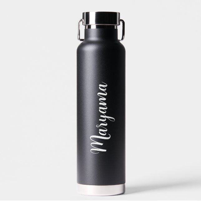 Personalized Name Script Black Trinkflasche (Vorne)