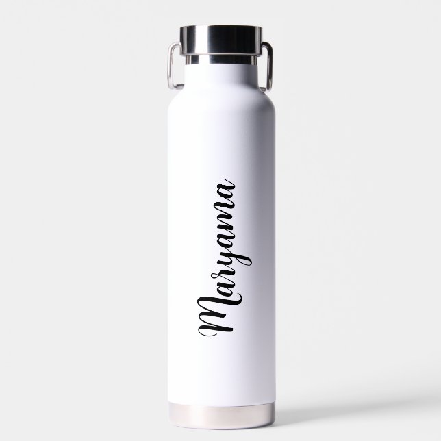 Personalized Name Script White Trinkflasche (Vorne)