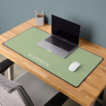Personalized Name Simple Sage Green Schreibtischunterlage<br><div class="desc">Personalized name desk mat with your name in a simple white typeface on a sage green background. Simple minimalist modern typography. Perfect for home or office workplace.</div>