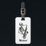 Personalized Name Skeleton Saxophone Music Lover Gepäckanhänger<br><div class="desc">Personalized Name Skeleton Saxophone Music Lover Luggage Tag</div>