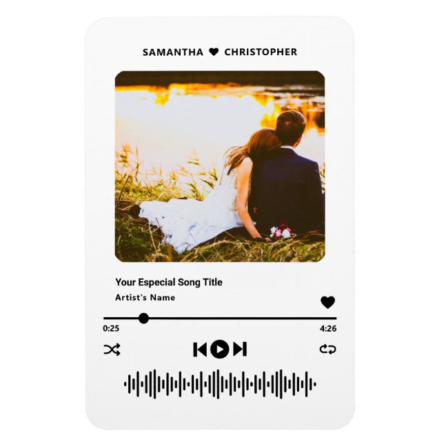 Personalized Name Special Song Music Player Photo Magnet (Vertikal)