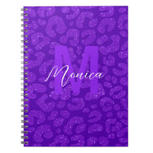 Personalized Name Stylish Glitter Blue Leopard
