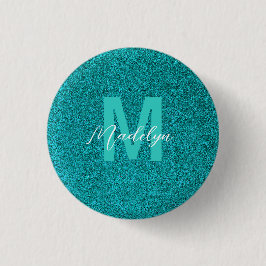 Personalized Name Stylish Glitter green Button