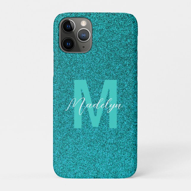 Personalized Name Stylish Glitter green Case-Mate iPhone Hülle (Rückseite)
