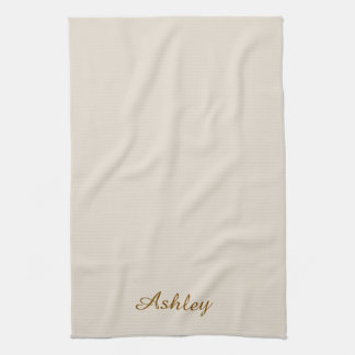 Personalized Name Stylish Modern Elegant Beige Geschirrtuch
