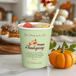 Personalized Name | Thanksgiving with Bible Verse Pappbecher