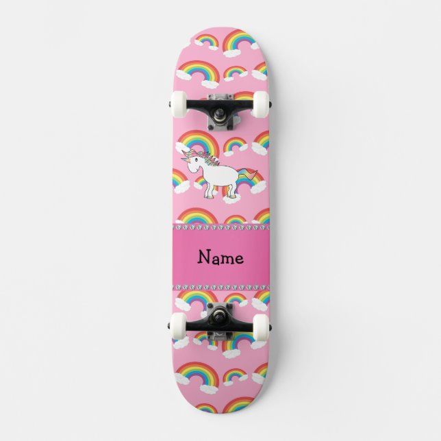 Personalized name unicorn pink rainbows skateboard (Vorderseite)