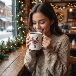 Personalized name Xmas reindeer cute cartoon Prozellantasse