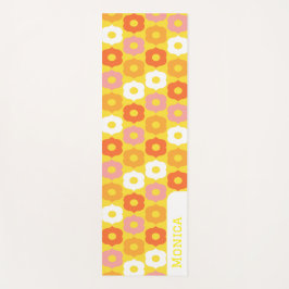 Personalized name yellow orang flowers pattern yogamatte