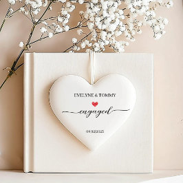 Personalized Names and Date Engagement Heart- Keramik Ornament