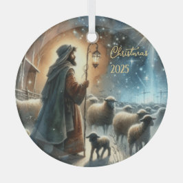 Personalized Nativity Shepherd Ornament Aus Glas