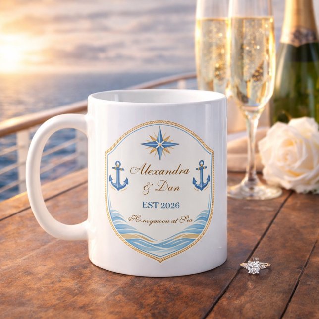 Personalized Nautical Honeymoon Crest Kaffeetasse (Von Creator hochgeladen)