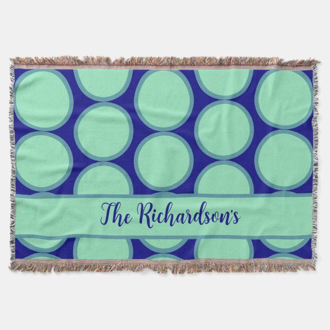Personalized Navy Mint Polka Dot Pattern Modern  Decke (Vorderseite)