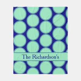 Personalized Navy Mint Polka Dot Pattern Modern Fleecedecke