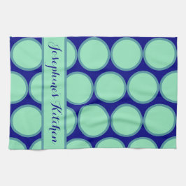 Personalized Navy Mint Polka Dot Pattern Modern Geschirrtuch