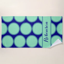 Personalized Navy Mint Polka Dot Pattern Modern Strandtuch