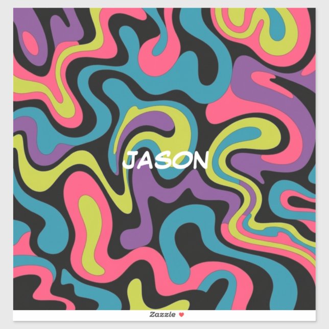 Personalized Neon Abstract Pattern — Retro Design Aufkleber (Blatt)