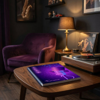 Personalized Neon Jazz Music Spiral Notebook Notizbuch