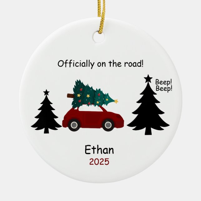 Personalized New Driver Ornament, Custom Licensed  Keramik Ornament (Vorne)
