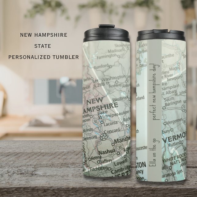 Personalized New Hampshire Map Granite State Thermosbecher (Von Creator hochgeladen)
